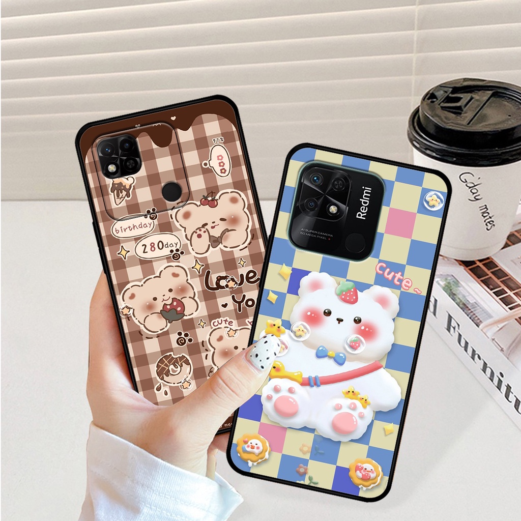 Ốp lưng Redmi 10C - Redmi 10A in hình caro gấu thỏ dễ thương