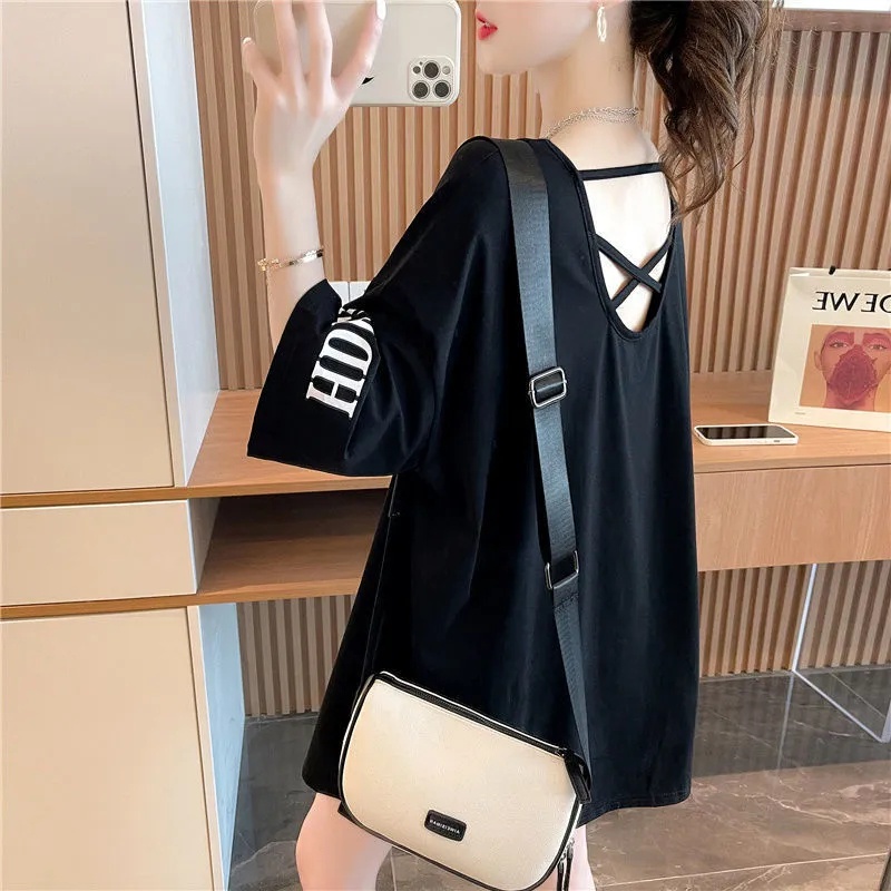 Áo Thun Cổ V Dáng Rộng Ngắn Tay Thời Trang Dành Cho Nữ C9460