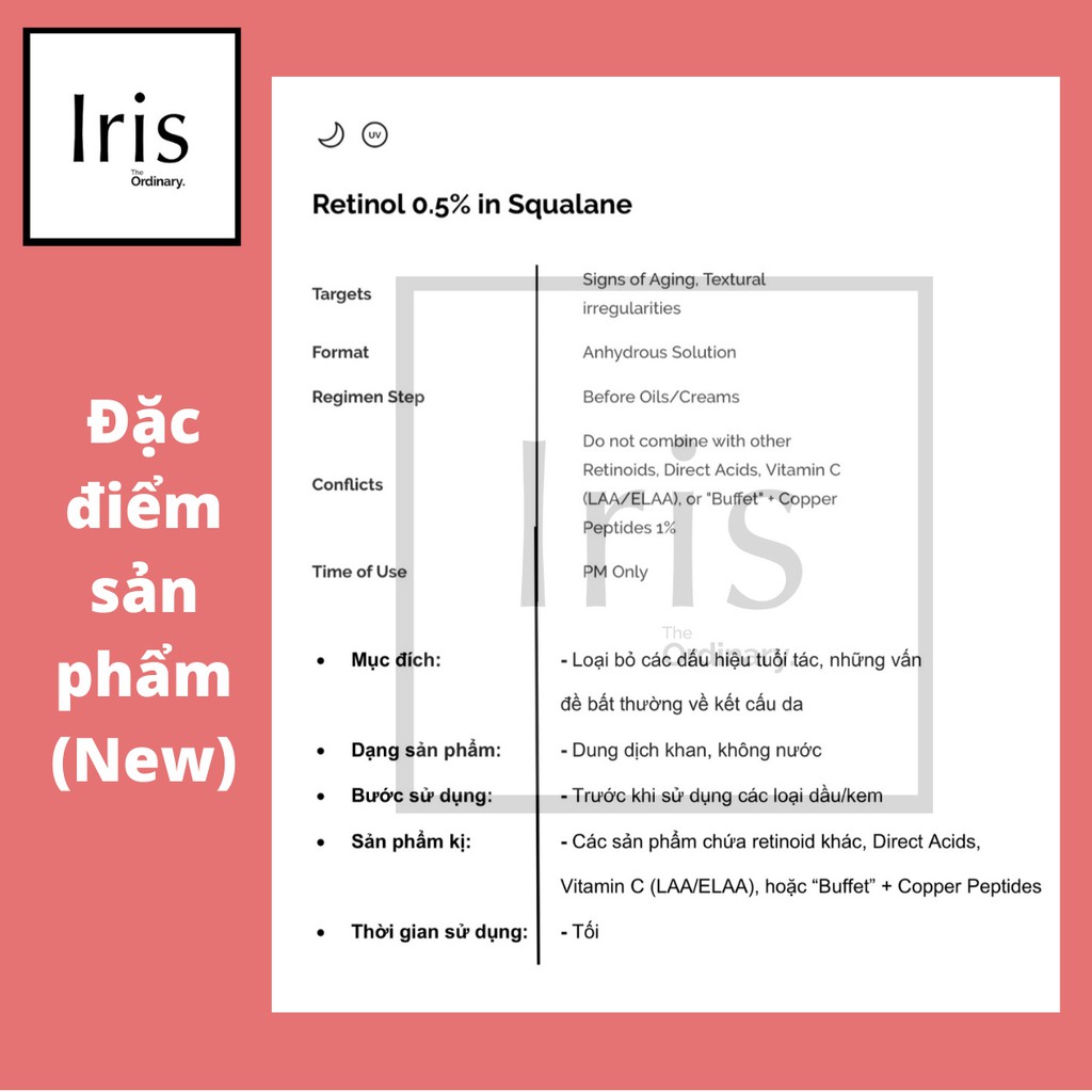 (BILL CANADA) Serum chống lão hoá, sạm, nám, Retinol 0.2%, 0.5% và 1% in Squalane và Retinoid 2% Emulsion – The Ordinary