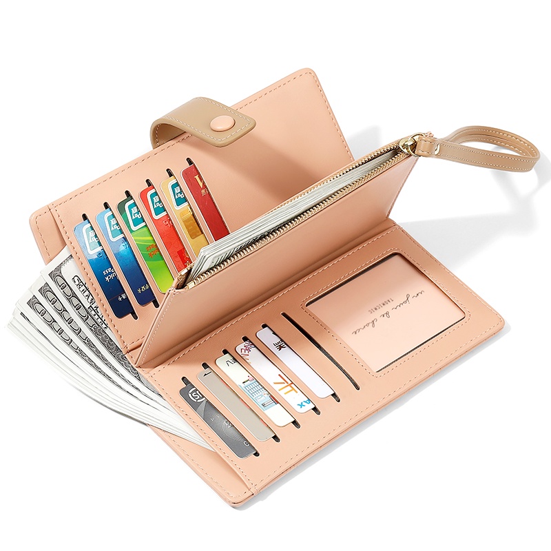 Ví dài cầm tay PIERRE LOUES có khóa kéo nhiều ngăn đựng thẻ tiện dụng thời trang cho nữ