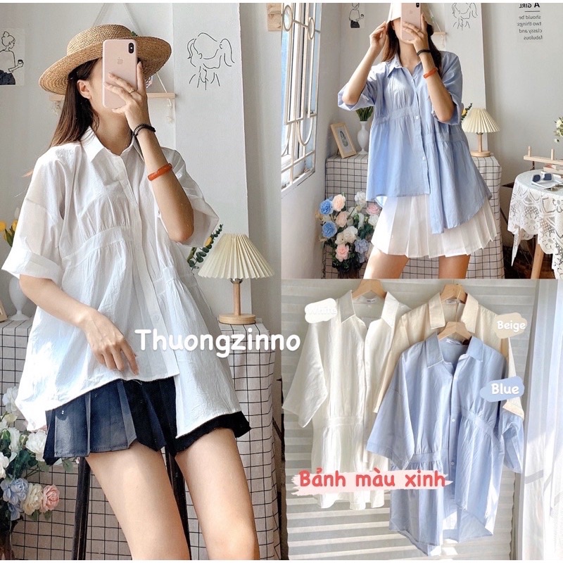 [Ảnh thật/Video]SƠ MI THÔ MỀM VẠT LỆCH ULZZANG
