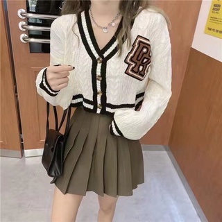 Set áo len thừng kèm chân váy xếp ly