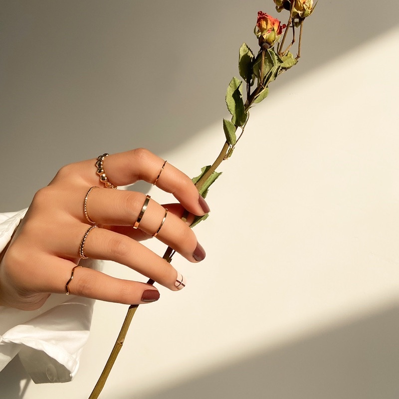 Set 7 nhẫn mảnh Noire