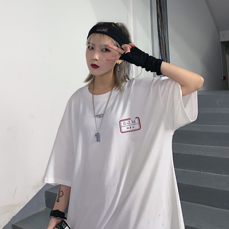 Áo thun Unisex tay lỡ chữ tàu đỏ tim nam nữ form rộng YNSHOP