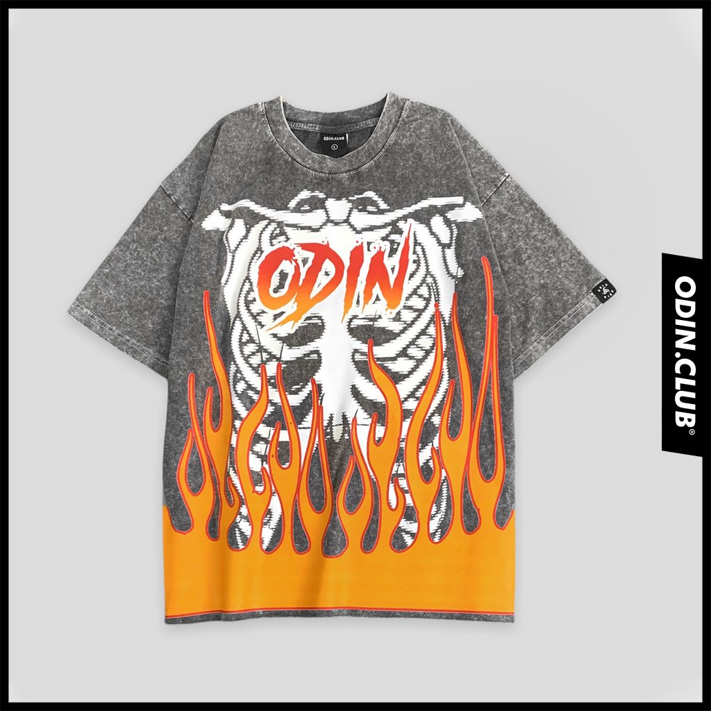 ÁO THUN FIRE BONE, Áo phông oversize nam nữ Unisex Local Brand ODIN CLUB