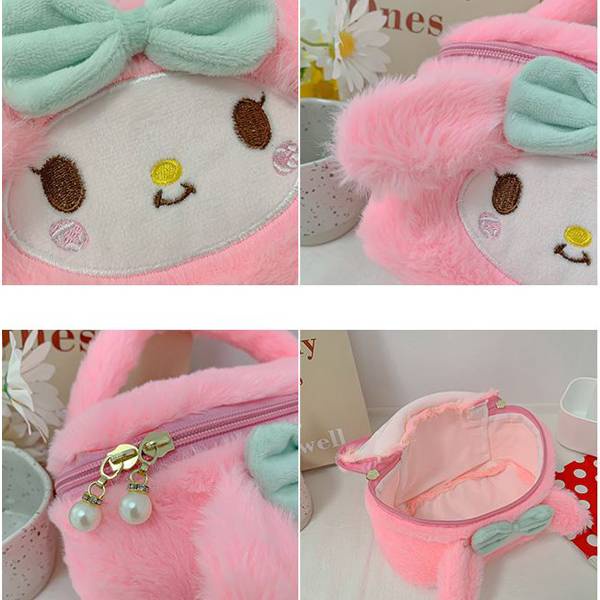 Ag Sanrio Kirby Alien Kuromi mymelody Túi Đựng Mỹ Phẩm Phối Lông Xù Nhỏ Gọn Dễ Thương