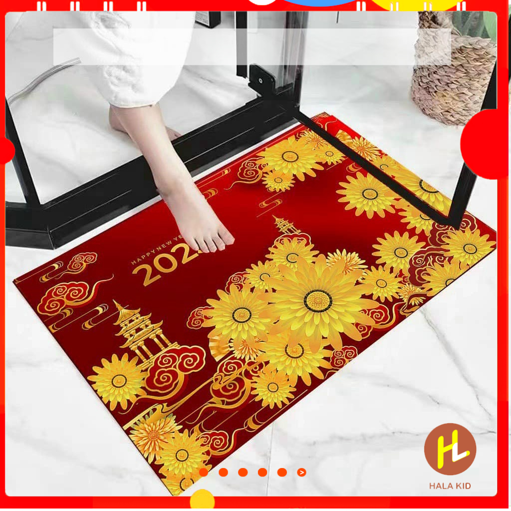 Thảm lau chân tết 3D sắc đỏ Quý Mão 2023- 40x60cm
