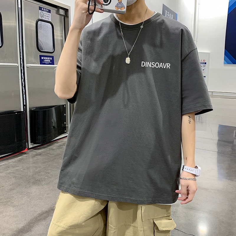 Áo Thun Tay Ngắn Dáng Rộng In Chữ Thời Trang Cá Tính Cho Nam