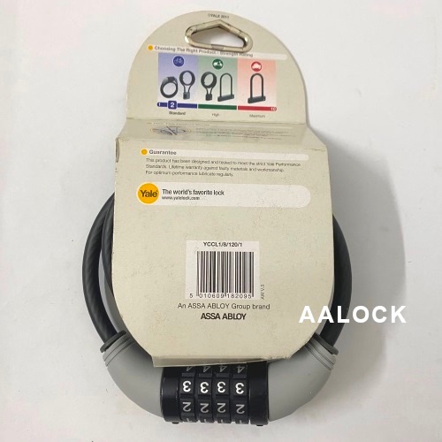 Khóa dây Yale YCCL1/8, cáp dài 120cm- loại khoá số xe đạp cao cấp của Mỹ- NPP AALock