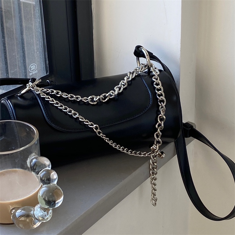 Túi đeo vai IELGY hình trụ phối dây xích thời trang cho nữ