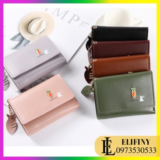 Ví Bóp Cà Rốt Mini Ngắn Cầm Tay Bỏ Túi Nữ Nhỏ Gọn Tiện Lợi Phong Cách Sang Trọng Thanh Lịch