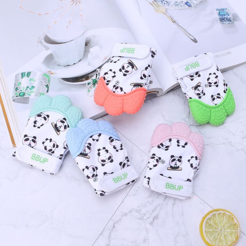 Baby Teether Gloves Panda Cute Cartoon Convex Silicone BPA Free Chew Oral Care