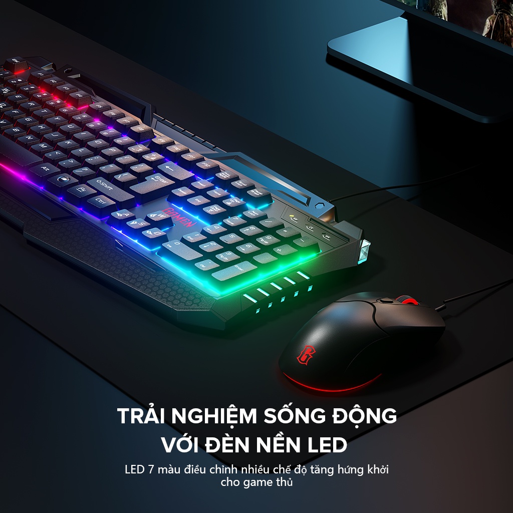 Bộ Bàn Phím Cơ Và Chuột Gaming Gamen Station II Đèn Led Màu Đen Hàng Chính Hãng