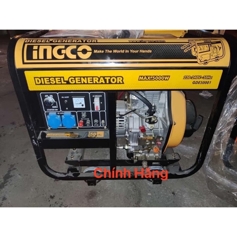 INGCO Máy phát điện dùng dầu DIESEL 5.0 KW GDE50001 (Cam kết Chính Hãng 100%)