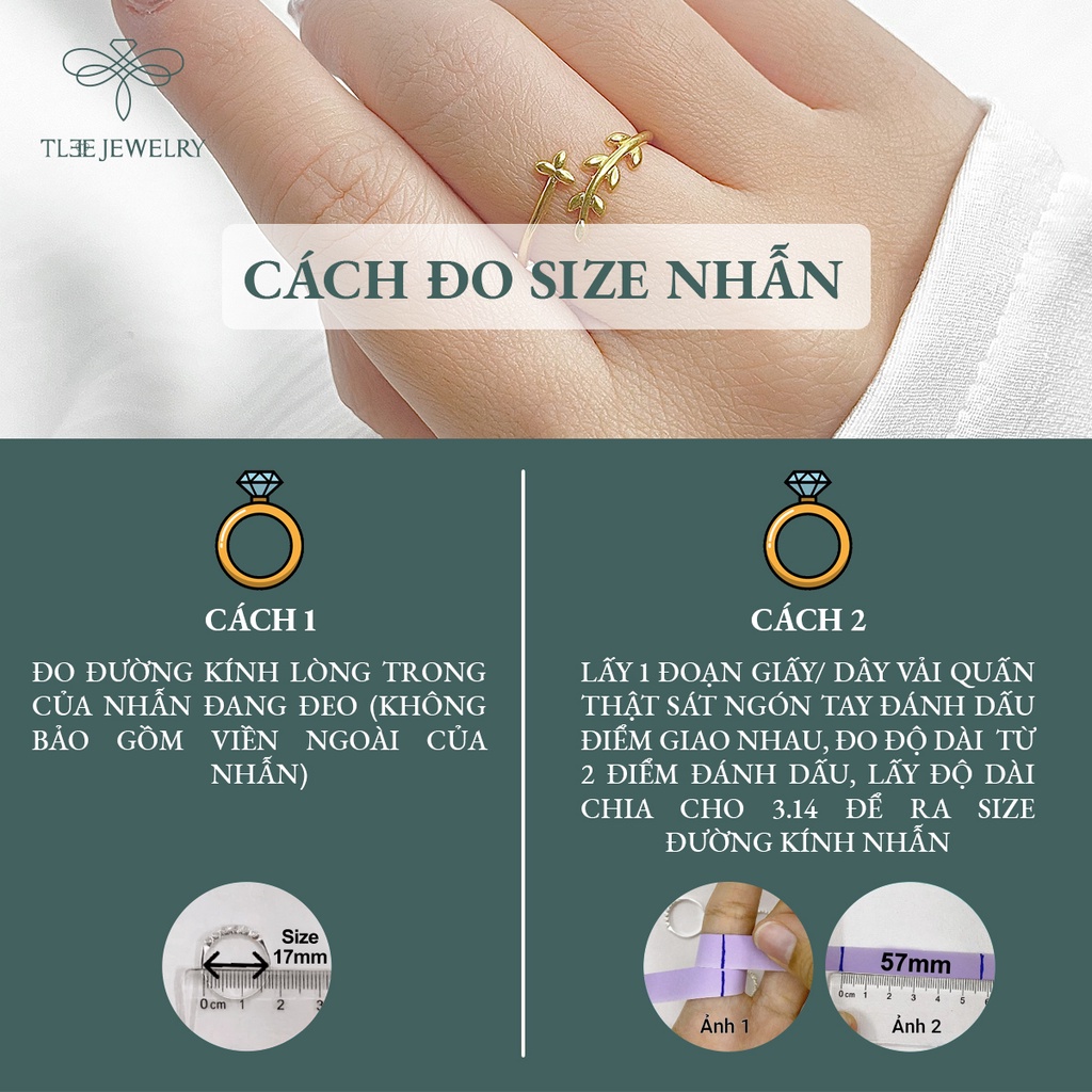 Nhẫn bạc nữ TLEE lá trơn basic mạ vàng 14k dịu dàng NCJ A0130