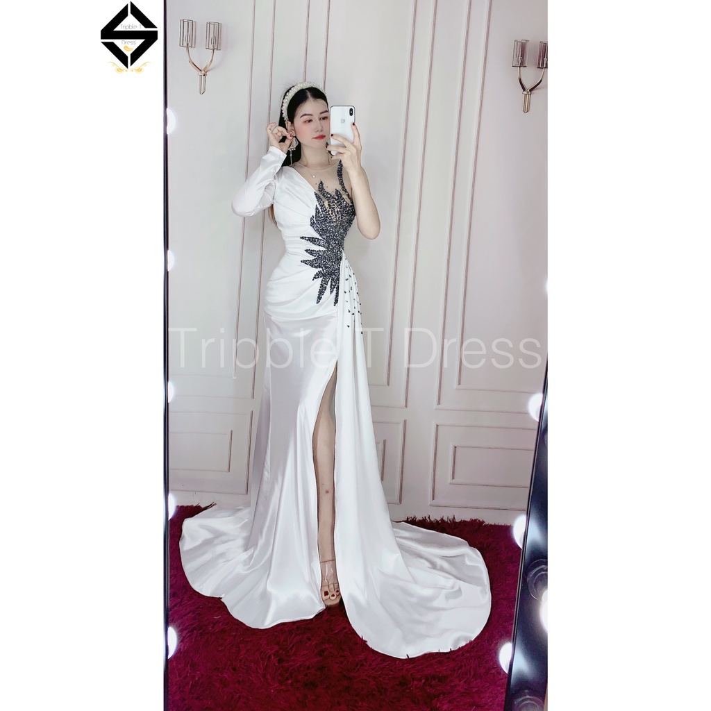 Đầm maxi body dạ hội kết cườm cao cấp tà dài sang trọng TRIPBLE T DRESS - MS155Y- Size S/M/L