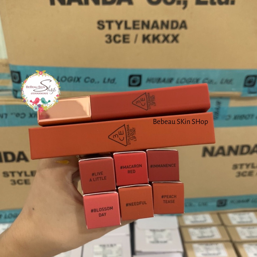 Son kem 3ce Cloud Lip Tint [ BEBEAU ] Son 3CE Mịn Nhẹ Như Mây Macaron Red Needful Immanence Live A Little  Peach Tease