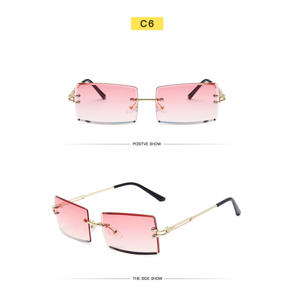 Kính mát gọng chữ nhật không gọng thời trang cho nữ