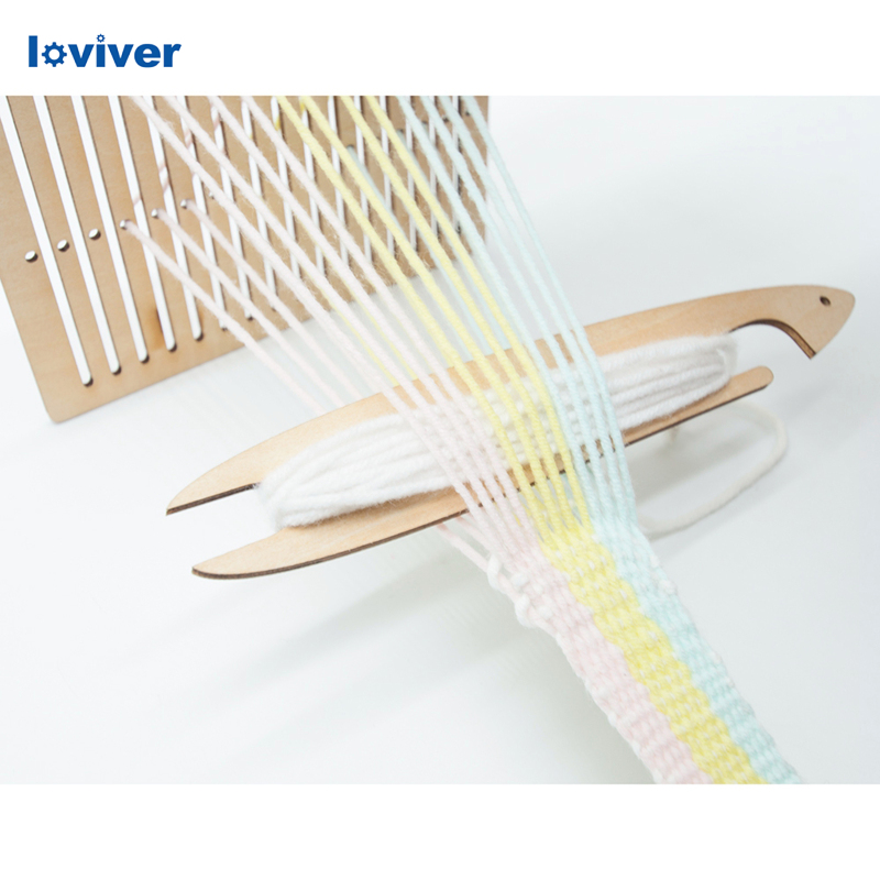 Loviver Mini Weaving Looms Kit Shuttle Weave Tapestry Table Lab Loom Machine Kid Toy