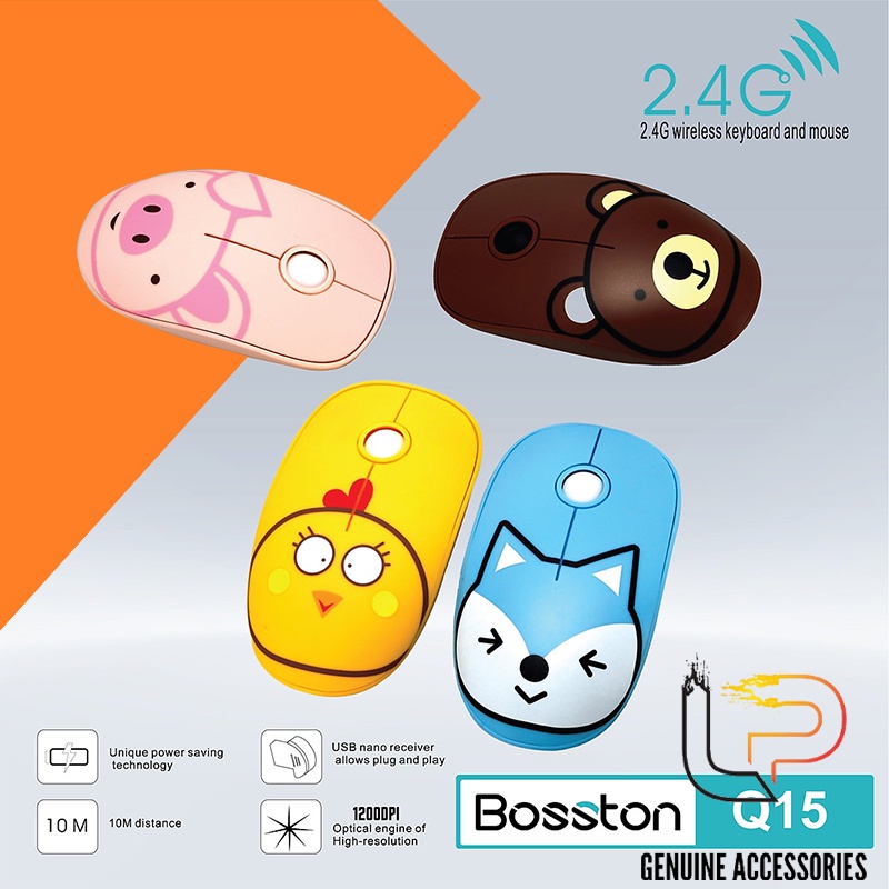 Chuột không dây silent màu hồng Boston Q15 - Chuột văn phòng Boston Q15