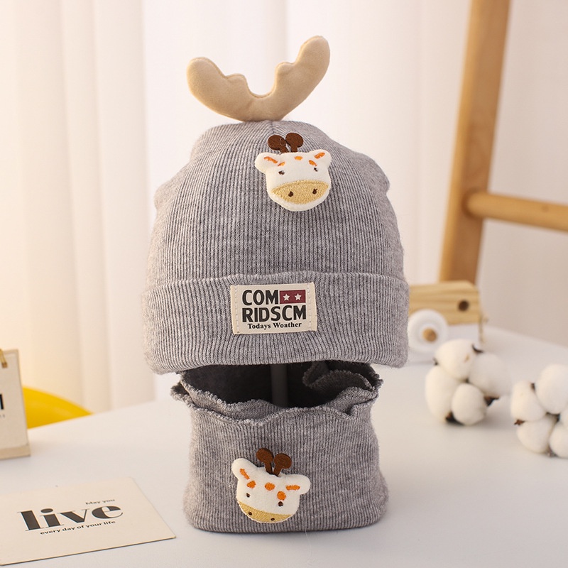 Mũ kèm khăn ống tuần lộc cho bé 0-24 Tháng- 1 Sừng