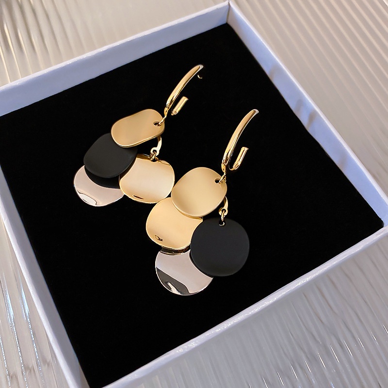 Bông tai tròn bằng kim loại mạ bạc 925 cao cấp thời trang phong cách Hàn Quốc