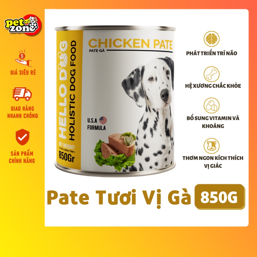 Thức ăn ướt cho chó - Pate dinh dưỡng cho chó Hello Dog - Lon 850g