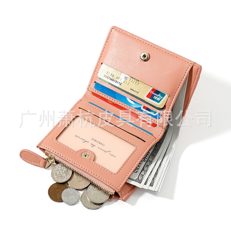Ví Nữ Ngắn Gập Đôi Có Khóa Kéo Thời Trang