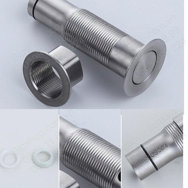 Xi phông chậu rửa mặt Lavabo inox 304 không gỉ dày dặn, loại dùng cho chậu không lỗ thoát tràn