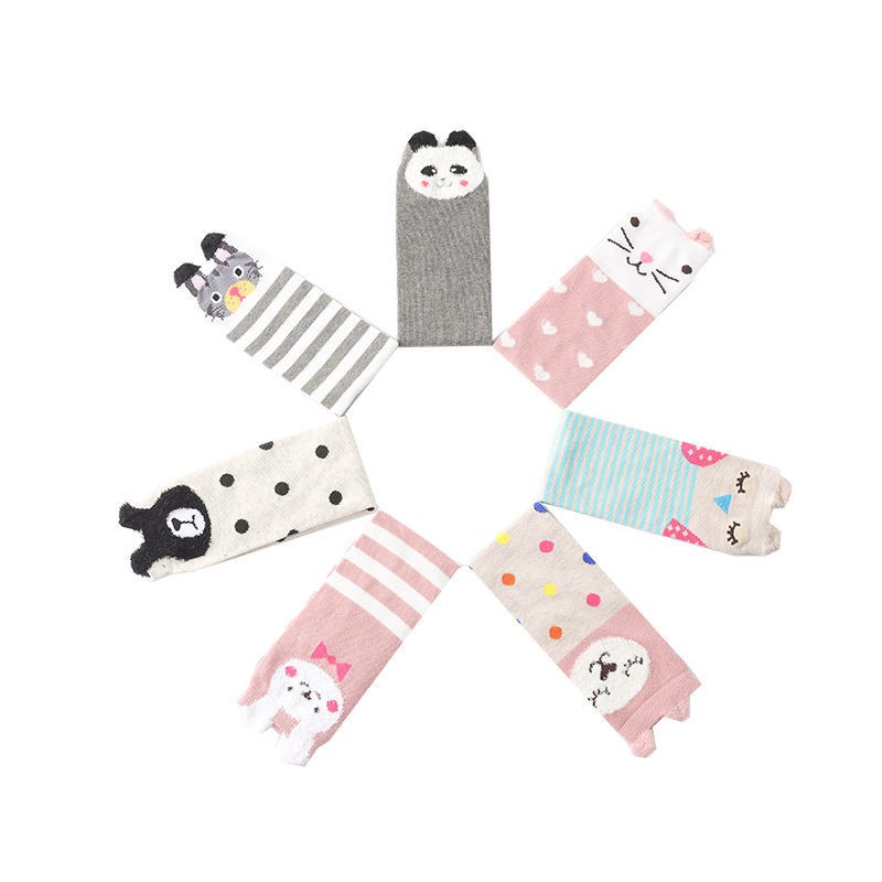 Tất Cotton Cao Đến Gối Hình Mèo Hoạt Hình Vui Nhộn Cho Bé Gái 3-15 Tuổi