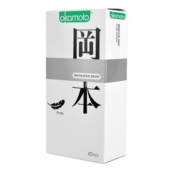 Bao cao su Okamoto Skinless Skin Purity không mùi tinh khiết hộp 10 cái