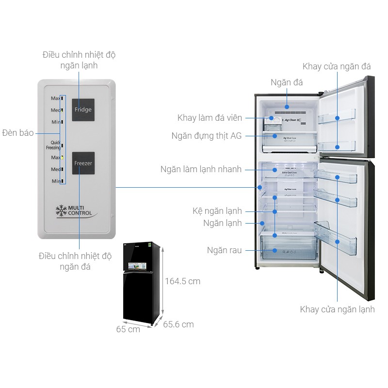 Tủ lạnh Panasonic 255L NR-BV280GKVN