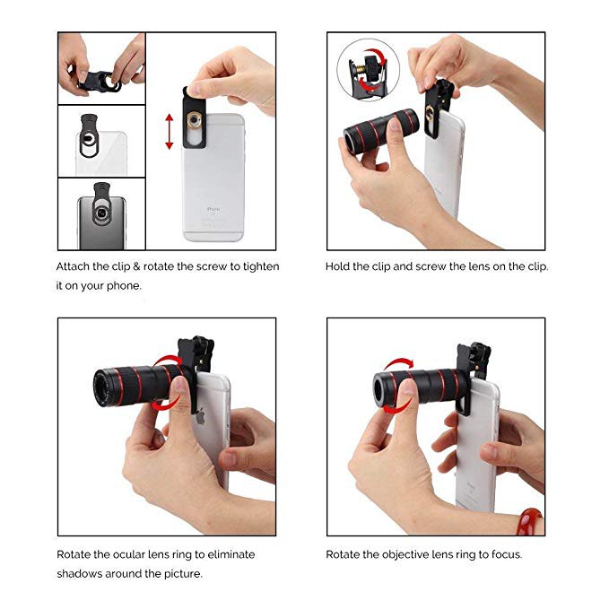12X Optical HD Cell Phone Camera Telephoto Lens for iPhone Samsung Smartphones