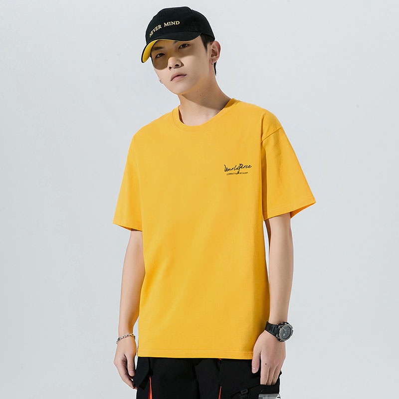 Áo Thun Tay Ngắn Cổ Tròn Chất Liệu 100% Cotton In Hoạ Tiết Đơn Giản Thời Trang Cho Nam Giới