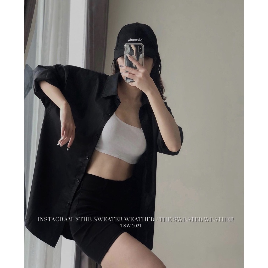 Porozi Áo sơ mi  dài tay dáng rộng phong cách Hàn Quốc cho nữ