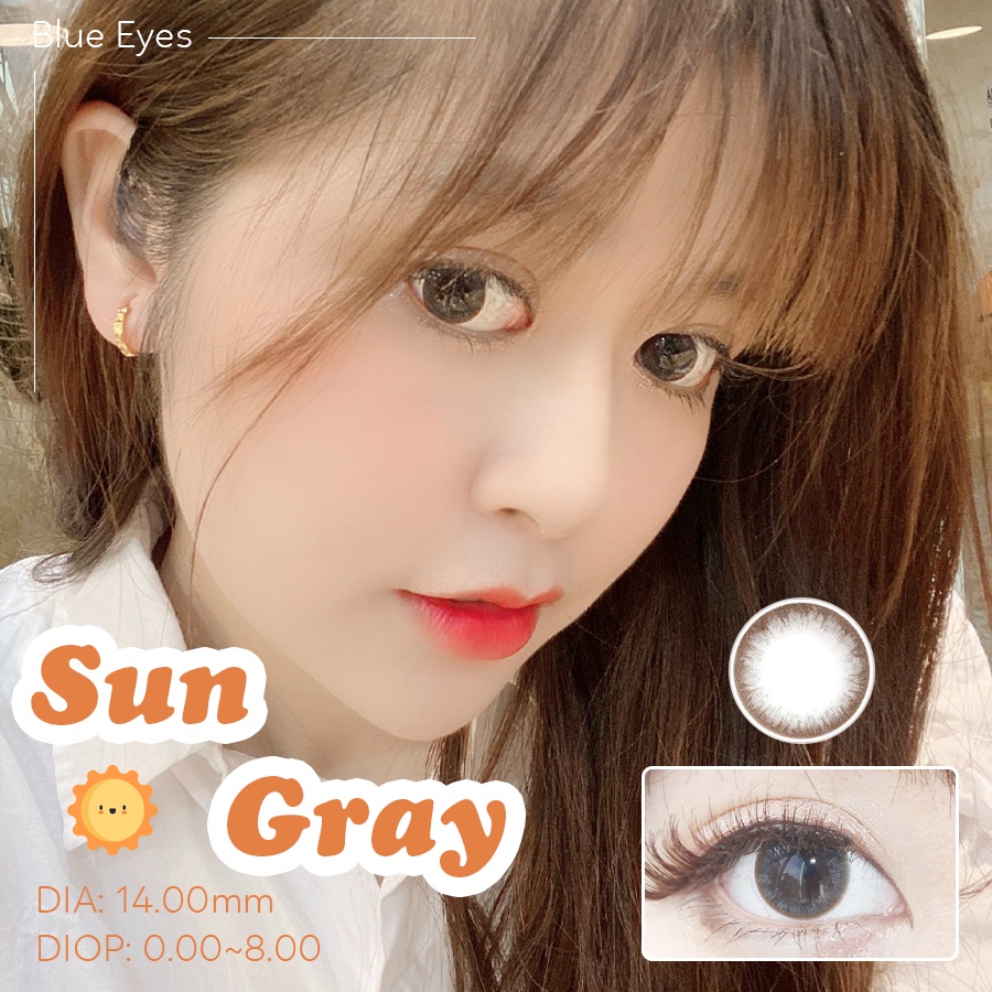 Kính áp tròng cận thời trang Hàn Quốc dùng 1 tháng , màu xám tro trầm Sun gray - Lens made in Korea