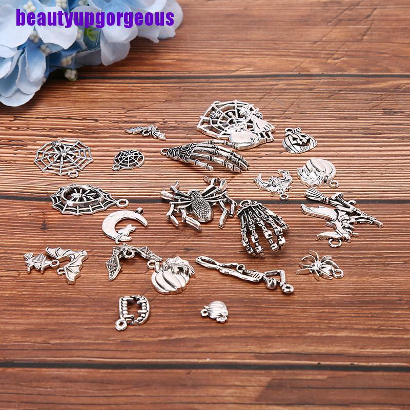 CHARMS Set 24 Mặt Dây Chuyền Mạ Bạc Phong Cách Cổ Điển Làm Đồ Trang Sức Diy