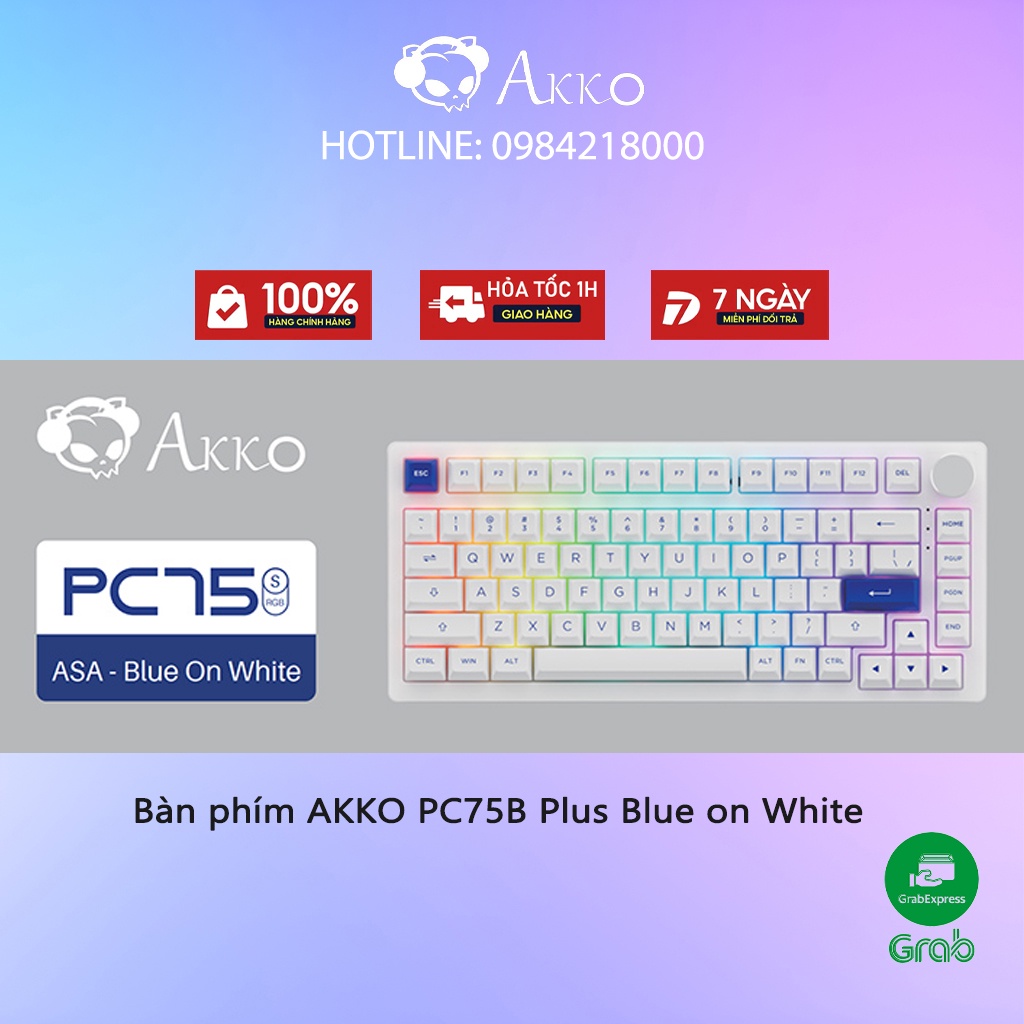 Bàn Phím Cơ AKKO PC75B Plus Blue on White Bluetooth 5.0 - Bảo Hành 12 Tháng