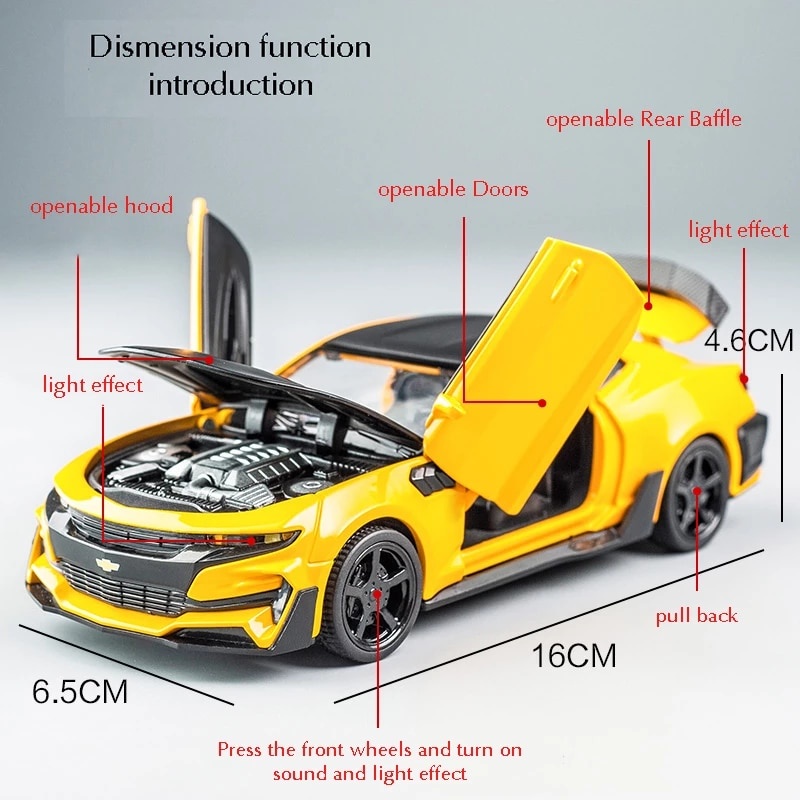 1:32 Chevrolet Camaro Alloy Car Model Collection Diecasts & Toy Vehicles Cars Pull Back Sound Light  Kid Toys For Children Gift