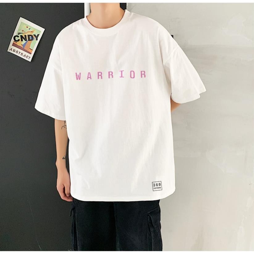 Áo phông trắng tay lỡ form rộng unisex nam nữ mùa hè Warrior Tay Lỡ Siêu Đẹp - áo nhóm đội đi biển fullsize ❕