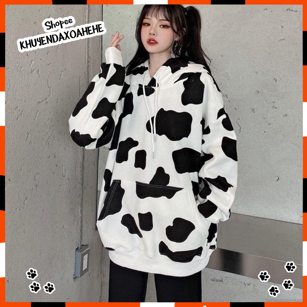 A005 Áo Hoodie nam nữ form rộng Unisex có mũ cute, áo nỉ bông chui đầu bò sữa Ulzzang thể thao trẻ trung năng động | BigBuy360 - bigbuy360.vn
