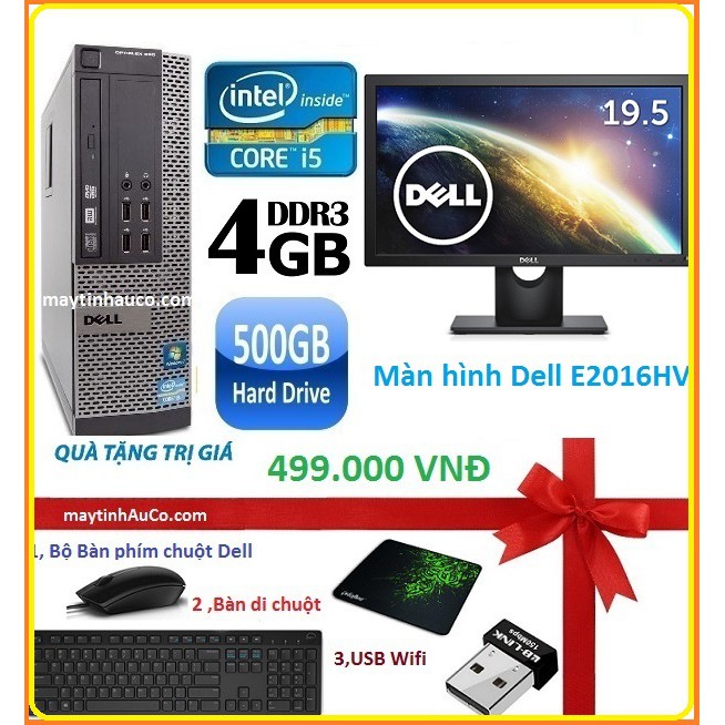 [Mã ELHAMS7 giảm 6% đơn 300K] Bộ máy tính để bàn đồng bộ Dell optiplex 390 ( Core i5 / 4G / 500G ) Dell 19.5 Wide – Led