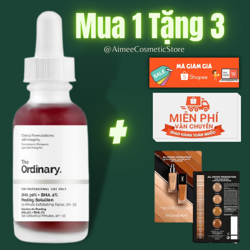 [Mua 1 Tặng 3 - Freeship] Serum The Ordinary AHA 30% + BHA 2% Peeling Solution - Tẩy da chết & sáng mịn da (30ml)
