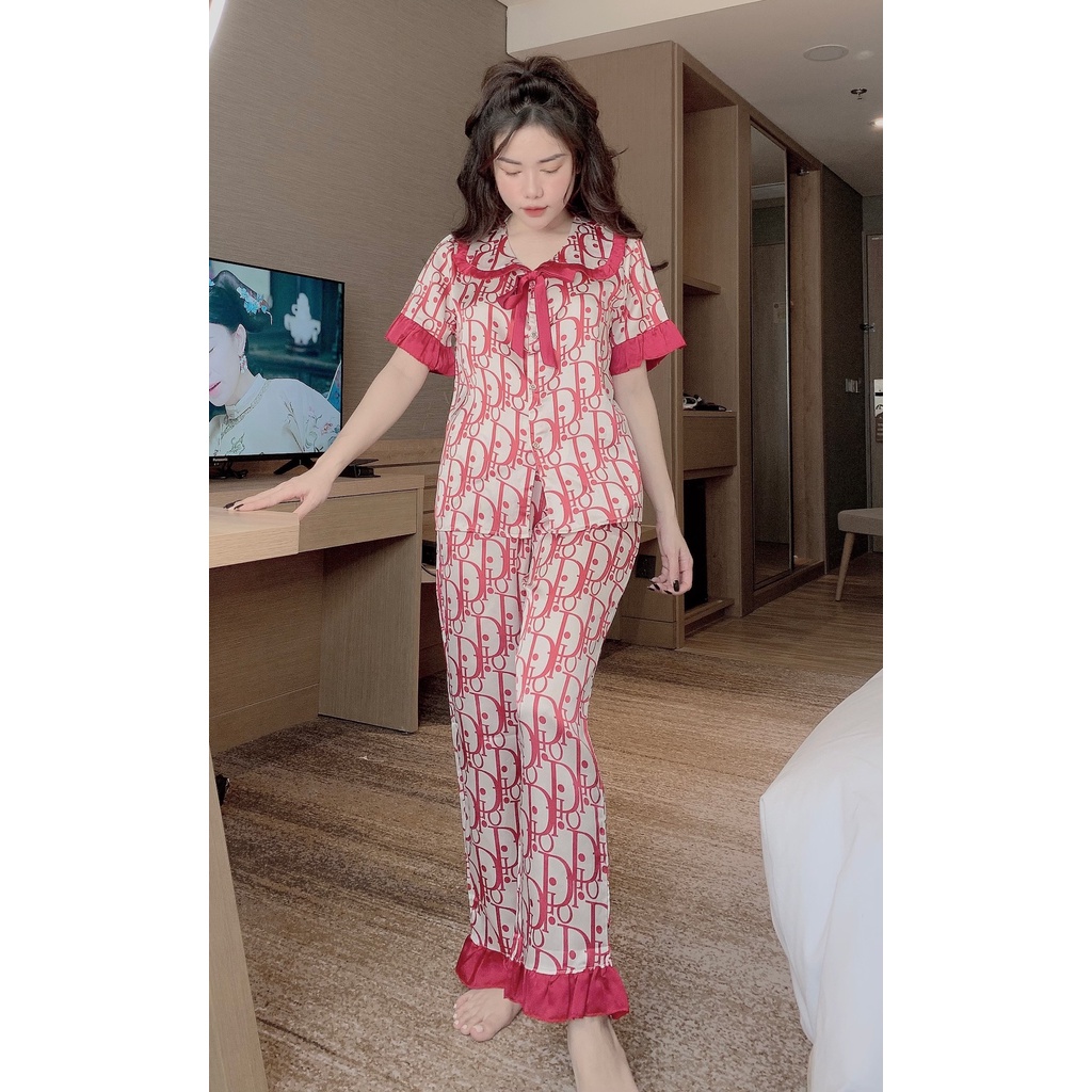 Đồ Bộ Pijama, Bộ đồ Pijama lụa mềm mại, thiết kế áo cộc, quần dài họa tiết trẻ trung, chất liệu mát lịm - 𝑴𝑰𝑵𝑺𝑯𝑶𝑷 | BigBuy360 - bigbuy360.vn