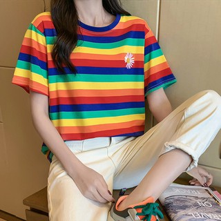 áo thun cầu vồng phong cách Hàn Quốc