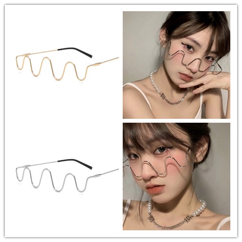 Kính Mát Gọng Nửa Gọng Kim Loại retro Thời Trang unisex