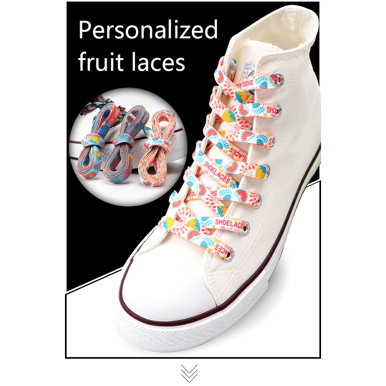 Set 2 Dây Giày Canvas Họa Tiết Trái Cây Nhiều Màu Sắc Kiểu Cổ Điển Dành Cho Nam Nữ