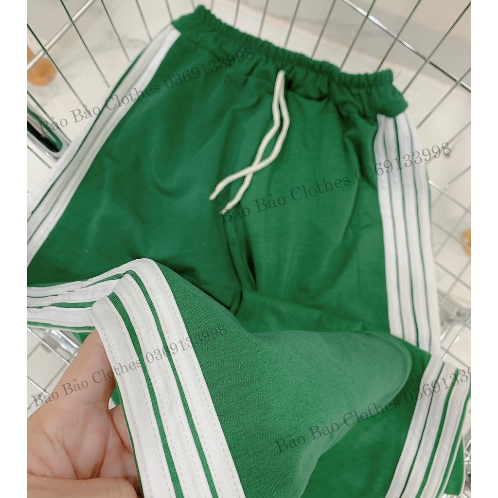 Quần Óng Rộng Xanh 3 Sọc Nam Nữ Dáng Rộng Unisex Cạp Chun Co Dãn Uzzlang Hàn Quốc