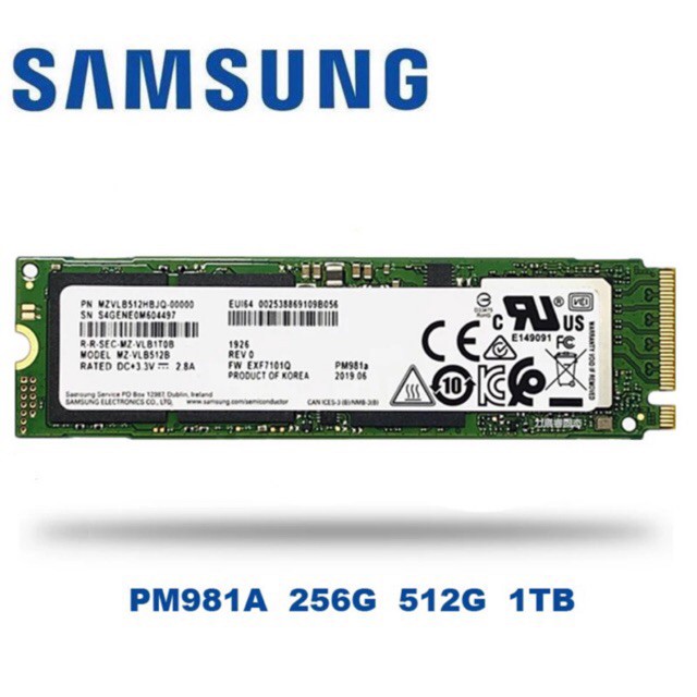 Ổ cứng SSD Samsung NVMe PM981a 256GB 512GB M.2 PCIe Gen3 x4