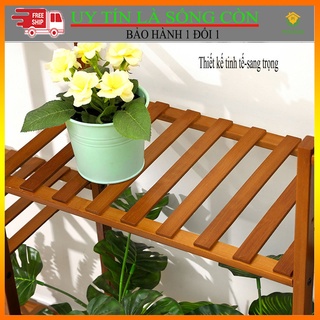 Kệ Để Chậu Hoa, Cây Cảnh, Bonsai Chữ H 4 tầng Lệch Ngăn Có Bánh Xe